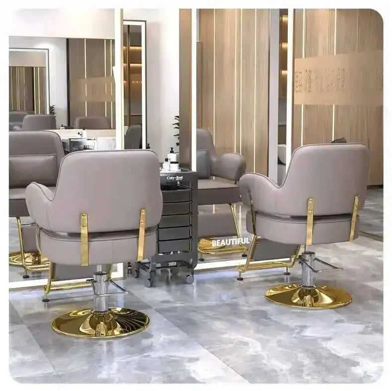 Furniture Fashionable Grey Barber Chair Glamour Elegant Barbería Professional Comfy Hairdressing Chair Modern Simple Silla De