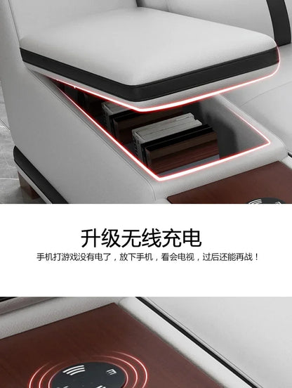 Popular and durable massage seat, cowhide multifunctional living room furniture, leather art storage, sofa combination