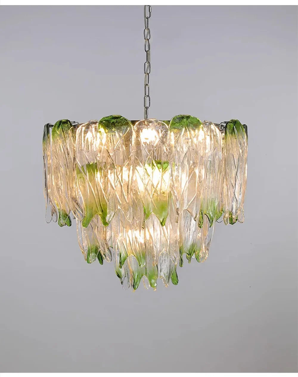 French Romantic Lustre Luxury Chandeliers Antique Designer Gradient Green glass LED Main lamps For Living Room
