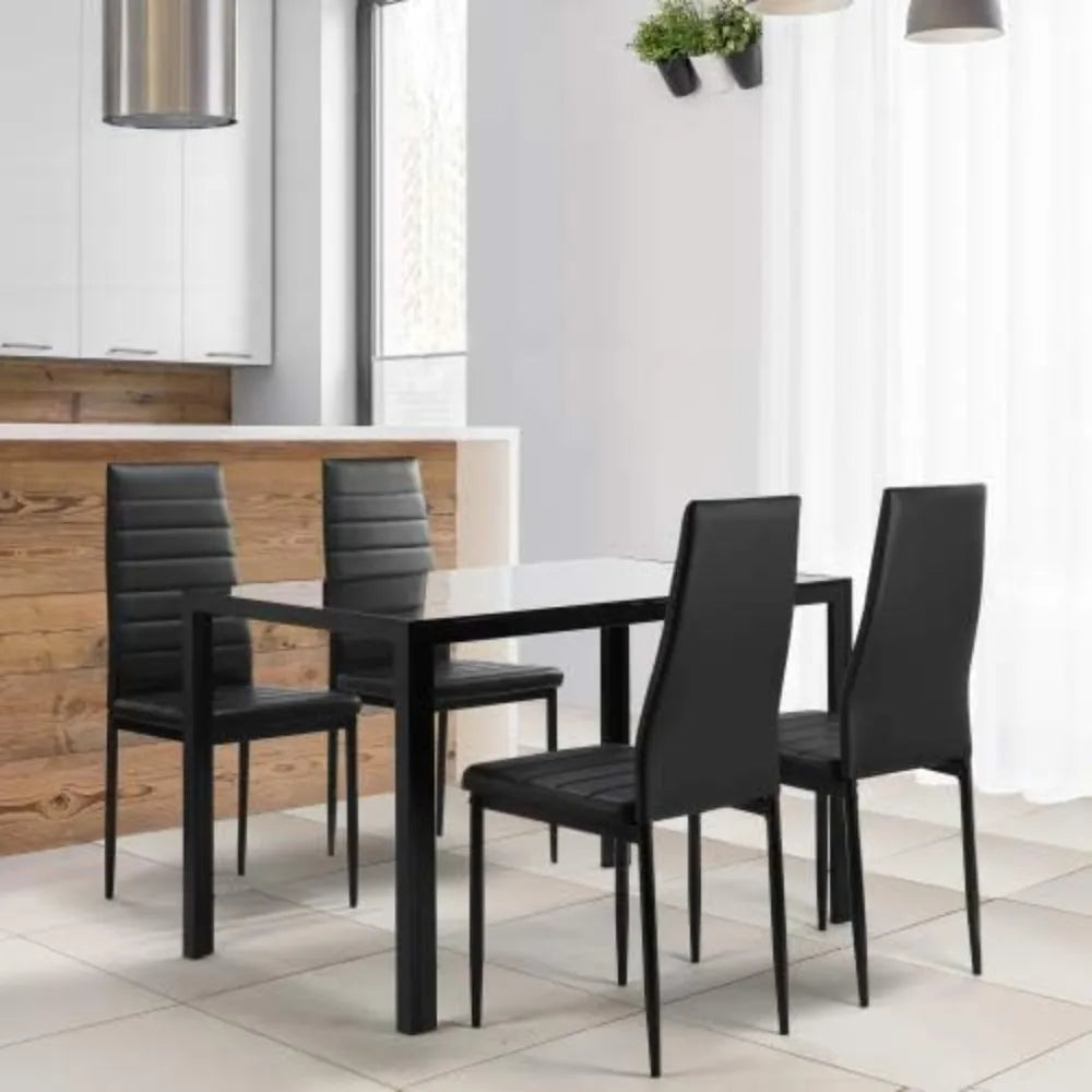 White Modern PU Dining Chairs Set of 4 - Waterproof Fabric, Silver Chrome Legs, Compact Design for Kitchen and Dining Area
