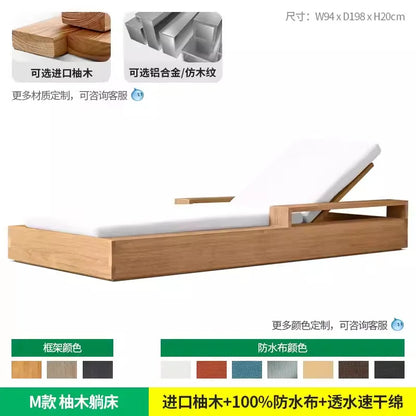 YFY Outdoor Recliner Villa Courtyard Waterproof Sunproof Hotel Resort Pool Outdoor Terrace Anti-corrosion Wood Reclining Bed