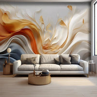 MU8751 Custom Creative high-end Chinese abstract ribbon feather sofa living room and bedroom  background wall paper mural