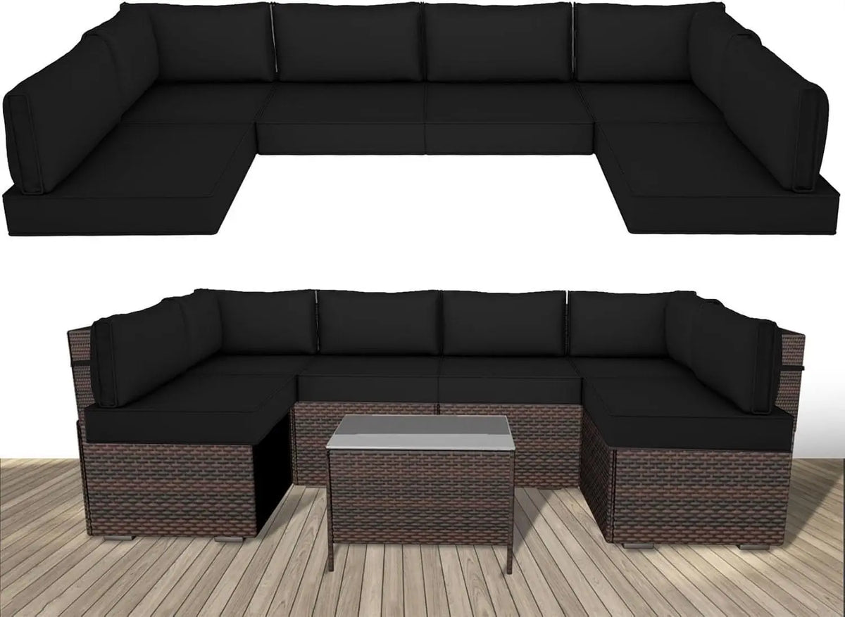 14 Piece Outdoor Replacement Cushions for Patio Furniture, Water-Resistant Sectional Sofa Cushions,Fits 6-seat, Customized