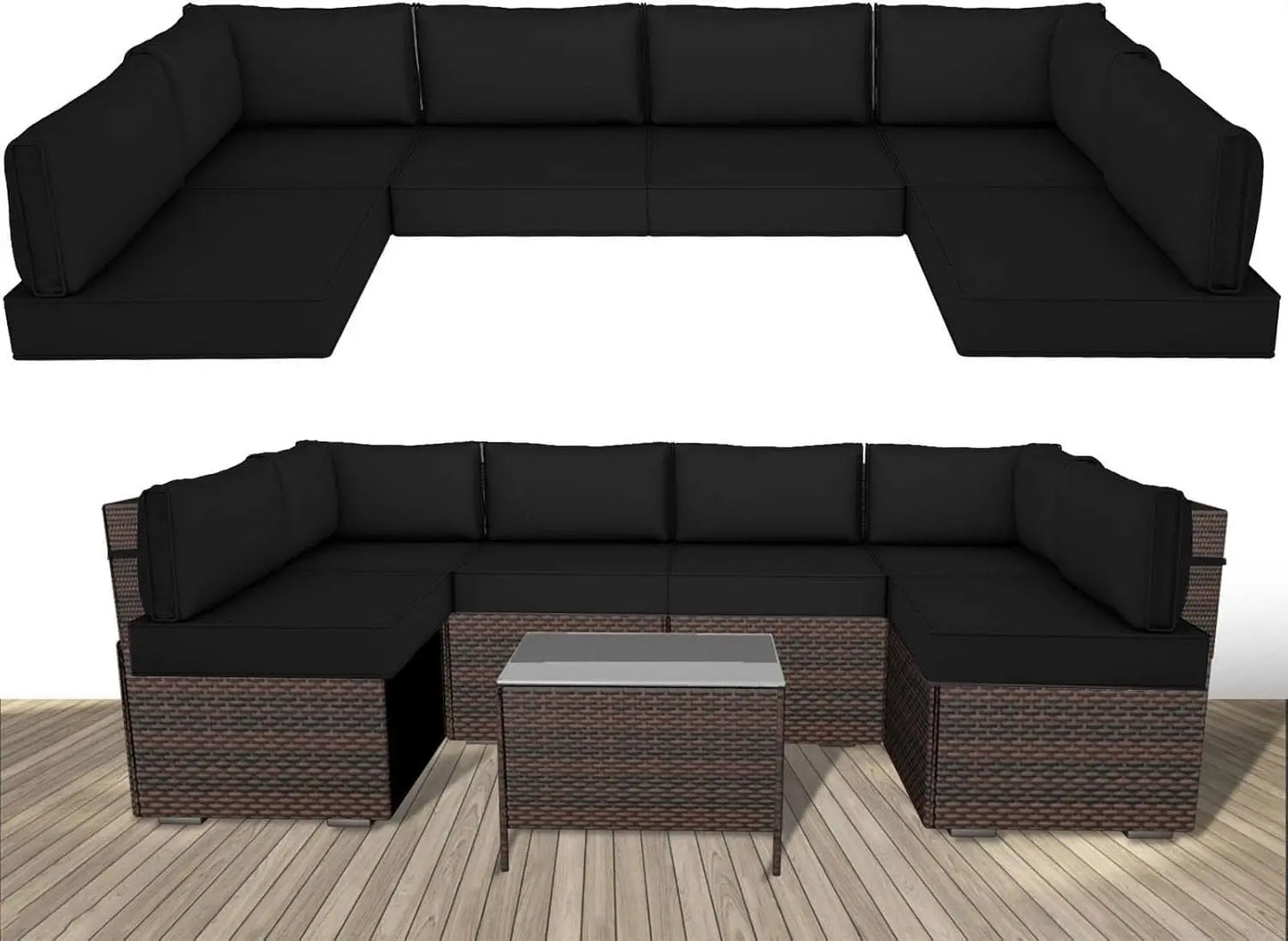 14 Piece Outdoor Replacement Cushions for Patio Furniture, Water-Resistant Sectional Sofa Cushions,Fits 6-seat, Customized
