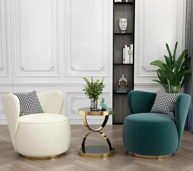 -Italian Style Luxury Lounge Chair Living Room Chair Sofa Stainless Steel Interior Armchair Home Hotel