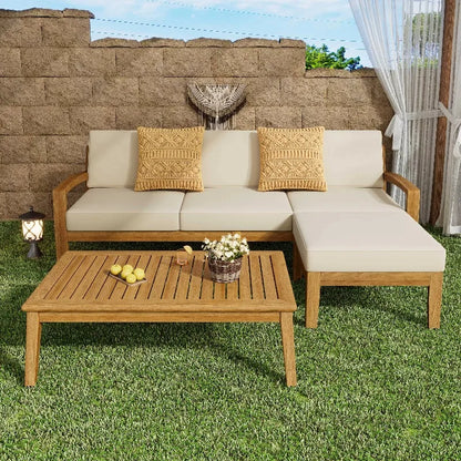 #Luxury More Design Waterproof Living Room Patio Hotel Sectional Outdoor Sofa Teak Wood Balcony Garden Set