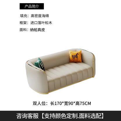 Furniture sofa Italian light luxury leather sofa small apartment living room home high-end designer straight row