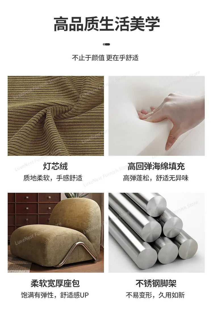 Home Modern Flannel Living Room Sofas Couch Single Sofa Bedroom Lazy 1-person Sofa Living Room Furniture Boneless Couch Sofas