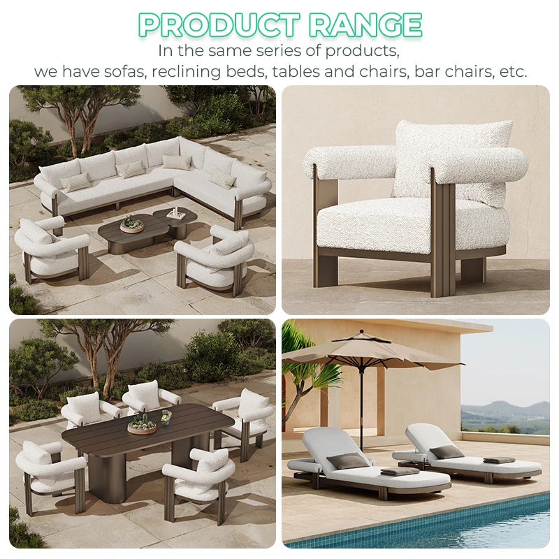 Metal Poolside Furniture Outdoor Garden Sofas Luxury Couches Set Modern Aluminum L Shape Sofa Outdoor Sofa Set Garden Furniture