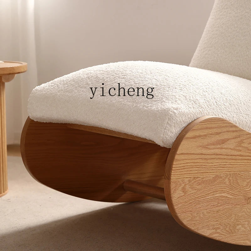 HXL rocking chair small apartment living room lazy chair bedroom all solid wood leisure chair