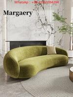 Minimalist creative living room sitting area reception lamb wool curved cashew fabric sofa