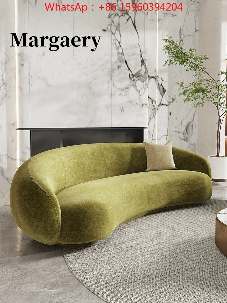 Minimalist creative living room sitting area reception lamb wool curved cashew fabric sofa