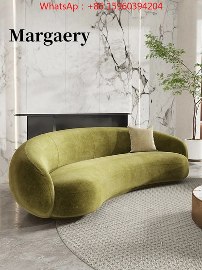 Minimalist creative living room sitting area reception lamb wool curved cashew fabric sofa