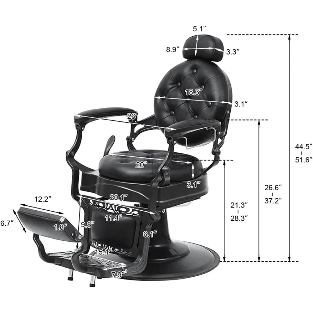 Professional Barber Chairs for Barbershop, Aluminium Alloy Frame Heavy Duty, Retro Salon Chair All Purpose Chair for Beauty Spa