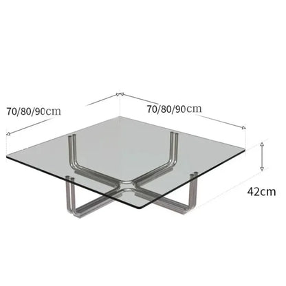 Retro Glass Coffee Table, Square Mid-Century Accent Table, Living Room Home Decor Furniture Side Tables