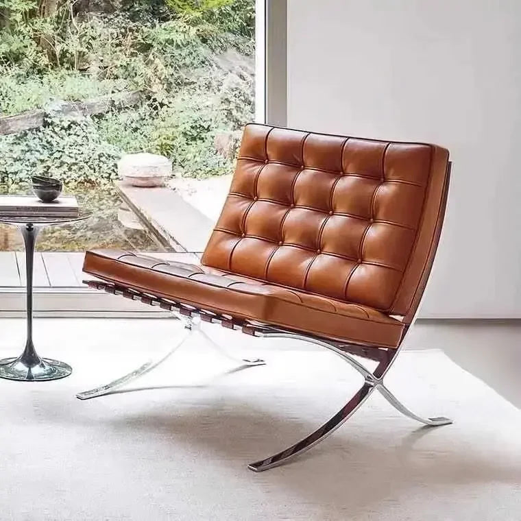 Chair Minimalist Leather Small Apartment Living Room Balcony Lounge Chair Modern Light Luxury Single Sofa Leisure