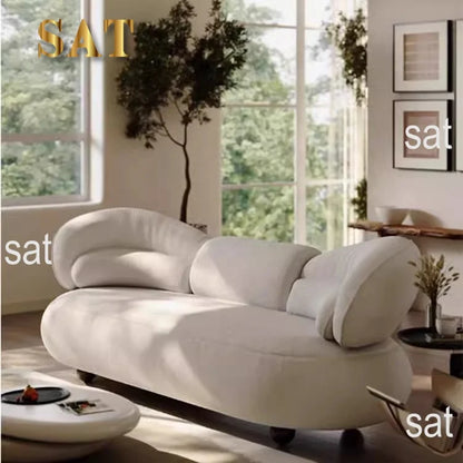 #Modern Cream Style Curved Corduroy Fabric Sectional Sofa Cloud Couch With Coffee Table Set Living Room Apartment Home Furniture