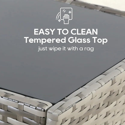 Patio Outdoor Furniture 4 Pieces Sectional Sofa Set Balcony Furniture Wicker Rattan Chairs with Table and Loveseat for Garden