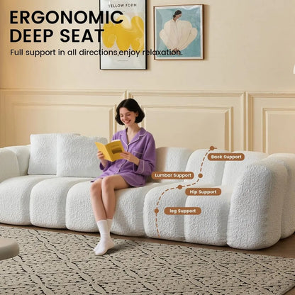 102" White Cloud-Style Modular Sectional Sofa – Modern Oversized Comfort with Soft-Edge Design and Integrated Armrests