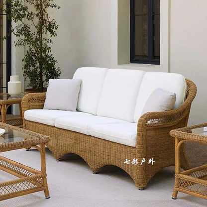 Outdoor sofa courtyard villa rattan furniture leisure hotel outdoor terrace garden balcony rattan chair sofa combination