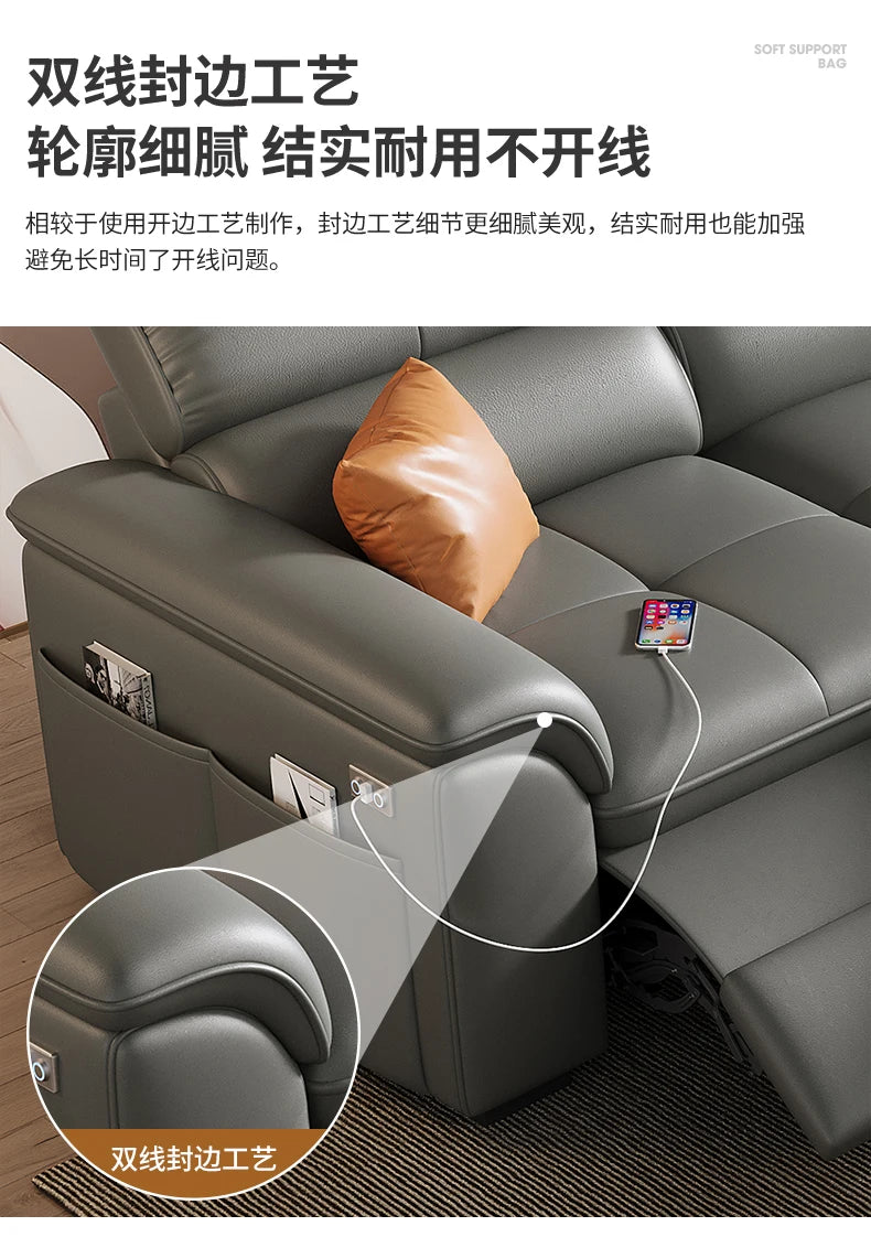 Designer Leather Sofa Living Room Ajustable Lounge Foldable Sofa Reclinable Modular Minimalist Woonkamer Banken Lounge Furniture