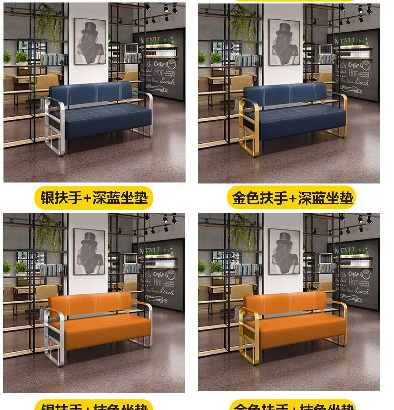 A Barber Shop Sofa Waiting Chair Stainless Steel Office Reception Sofa Chair