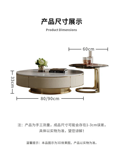 A163 Italian Light Luxury Stainless Steel round Living Room Home Coffee Table Modern Side Table