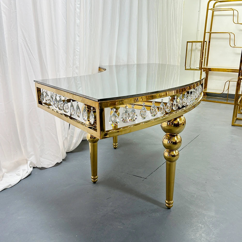 Luxury Stainless Steel Moon Table Half Round Hotel Event Serpentine Wedding Table