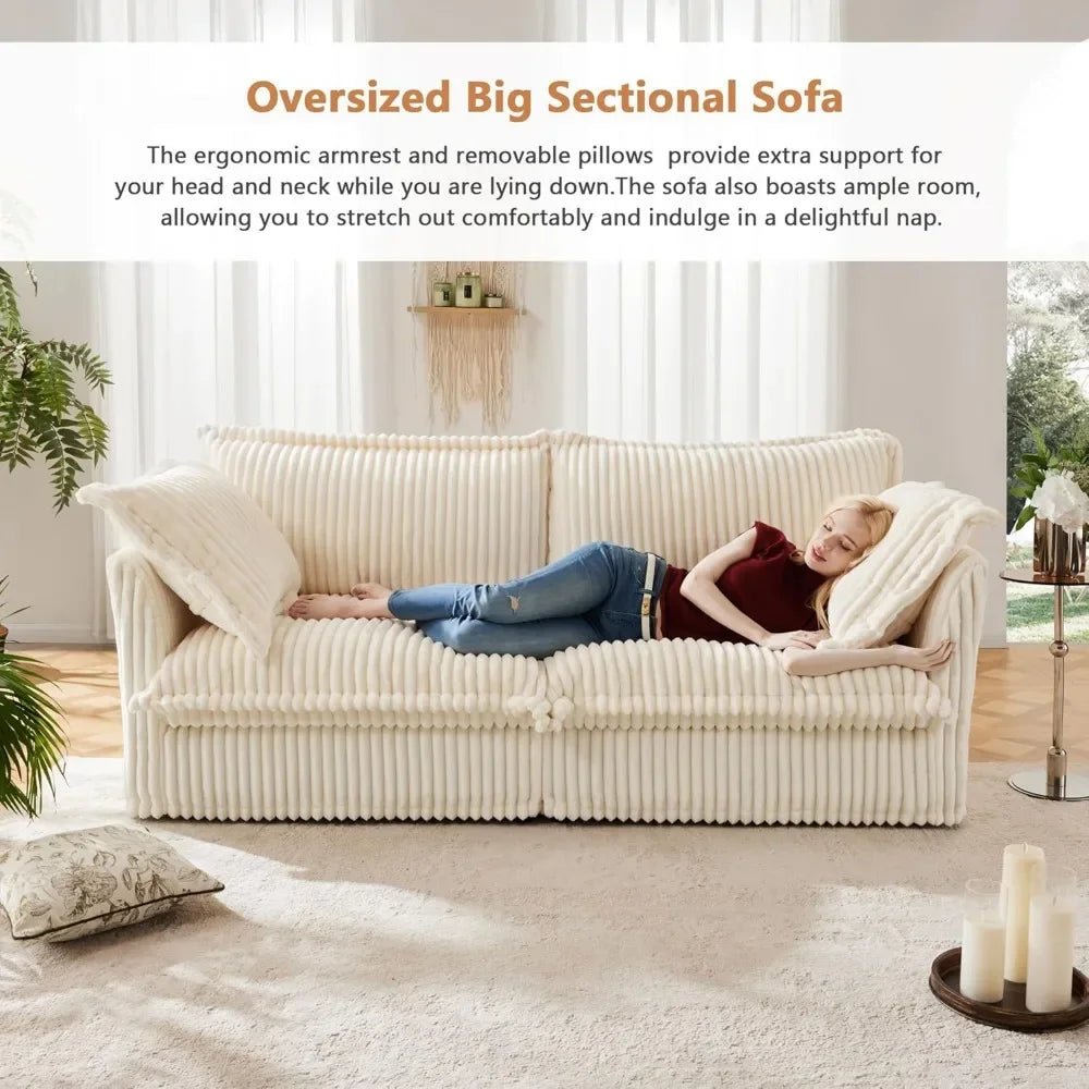 83.4” L-Shaped Comfy 2-Seat Sofa Couch Upholstered Deep Seat Couches With