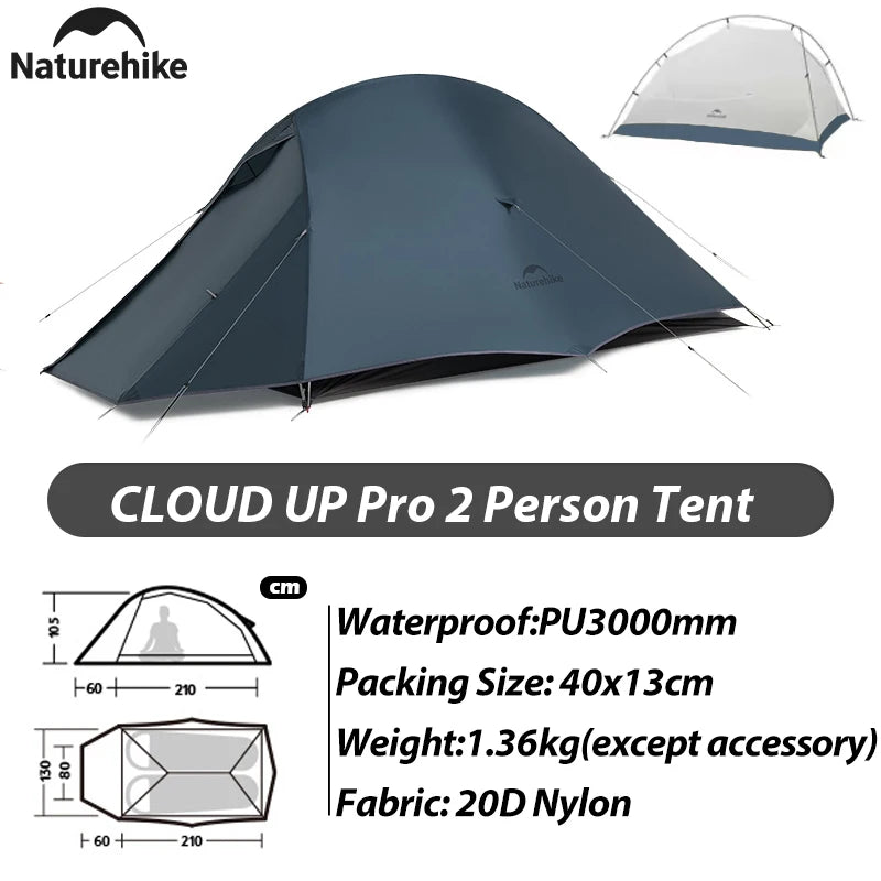Naturehike Cloud Up Pro Tent 1 2 Person 20D Ultralight Portable Waterproof Camping Tent Outdoor Hiking Travel Backpacking Tent