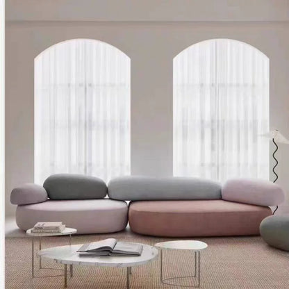 Italian minimalist pebble art sofa villa large flat living room special-shaped module fabric sofa Internet celebrity