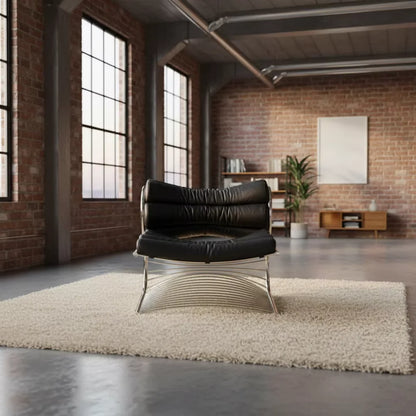 ✿–q Modern Tubular Frame Leather Accent Chair for Premium Law Firm Client Reception Area & Modern Furniture Exhibition Hall