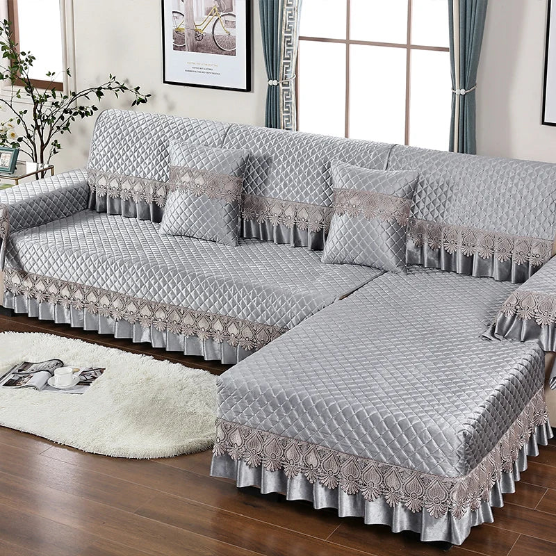 Sofa Cushion Soft Thick Sofa Cover Plush Towel Living Room Non-slip Corner Couch Covers Protective  Lace 1/2/3/4 Home Seat  Mat