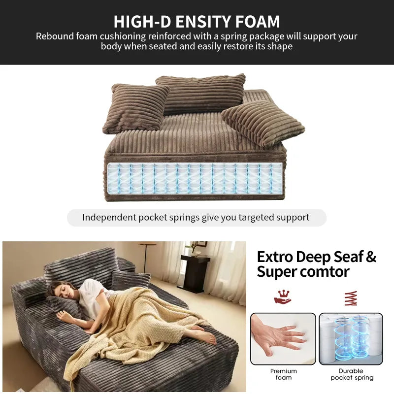 Boxed roll bag vacuum compression cinema sofa large stripe fabric living room villa bedroom soft sofa recliner