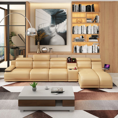 -Modern Living Home Furniture With Bluetooth Speaker L Shape Leather Sofa High Quality Living Room Sofa Combination