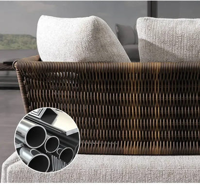 Nordic Solid Wood Sofa Chair Leisure Patio Living Room Furniture Villa Luxury Sofa Combination Garden Furniture Sets Rattan