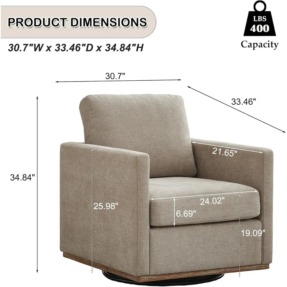 Swivel Accent Chair Set of 2, 360 Degree Square Swivel Barrel Chair for Living Room, Mid Century Modern Upholstered Accent Chair