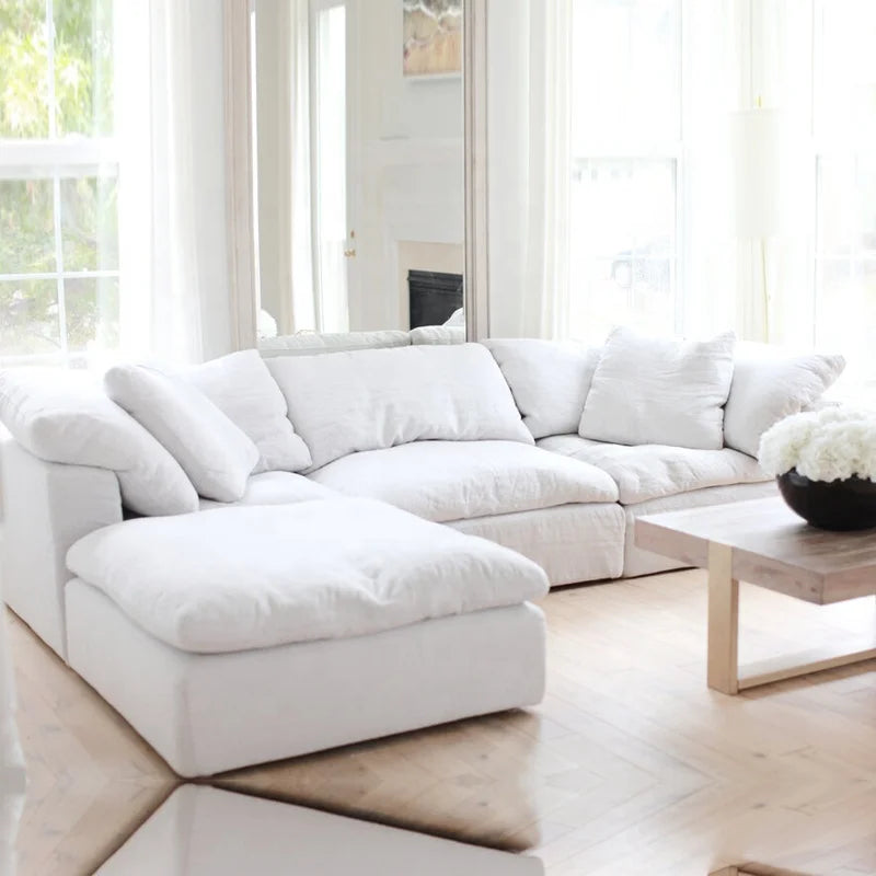 Living Room Furniture Fabric Sectional Couch Sofa Set Modular White Big Corner Group Sofa