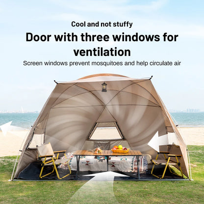 Sonuto Outdoor 4-7 People Camping Park Beach Tent Vinyl Sunscreen Folding Portable Canopy Rainproof And Sunscreen Shelter