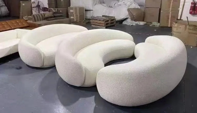 Nordic arc three-person reception sofa, special-shaped office, lambswool wedding dress studio, photo studio, single