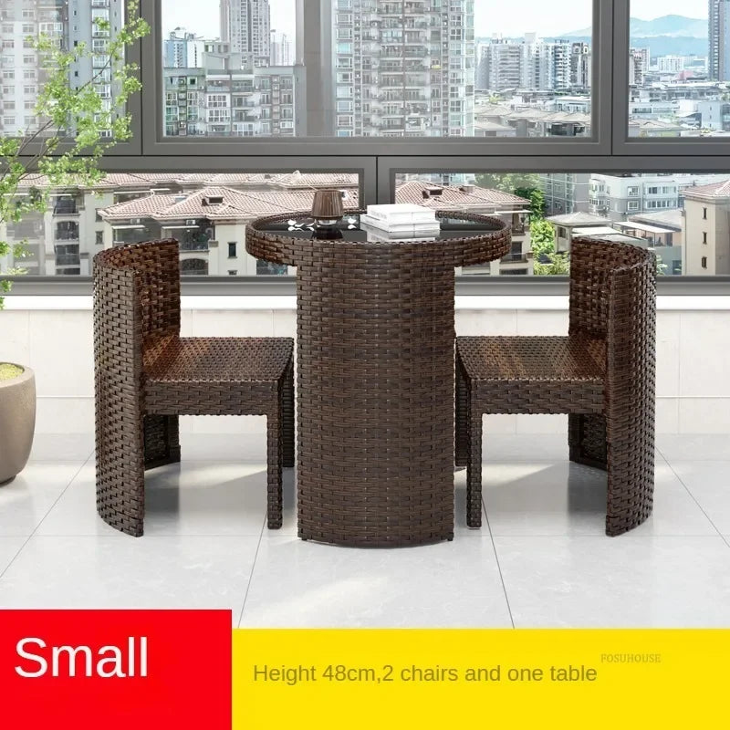 European Rattan Garden Furniture Sets Home Balcony Patio Furniture Creative Open-air Garden Furniture Combination Outdoor Set F