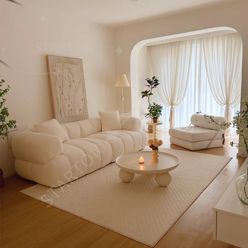 Italian Modern Style Luxury Apartment Hotel Living Room Furniture Sofa Set 3 Seater Sofa White Velvet Modern Sofa Couch