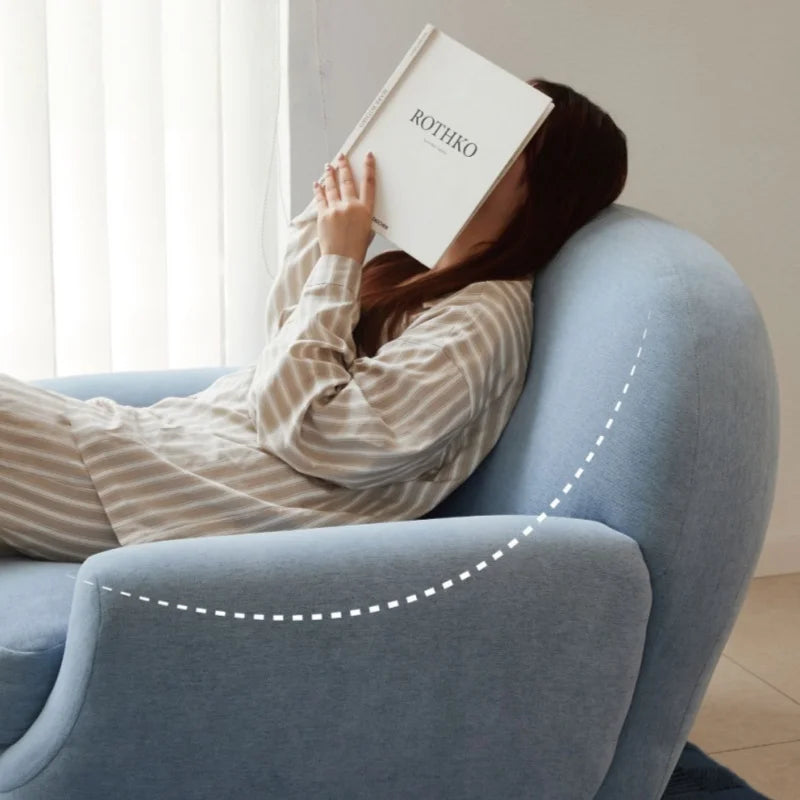 Cream Fabric Lazy Sofa Single Seater Armchair Comfort Accent Furniture for Living Room Bedroom