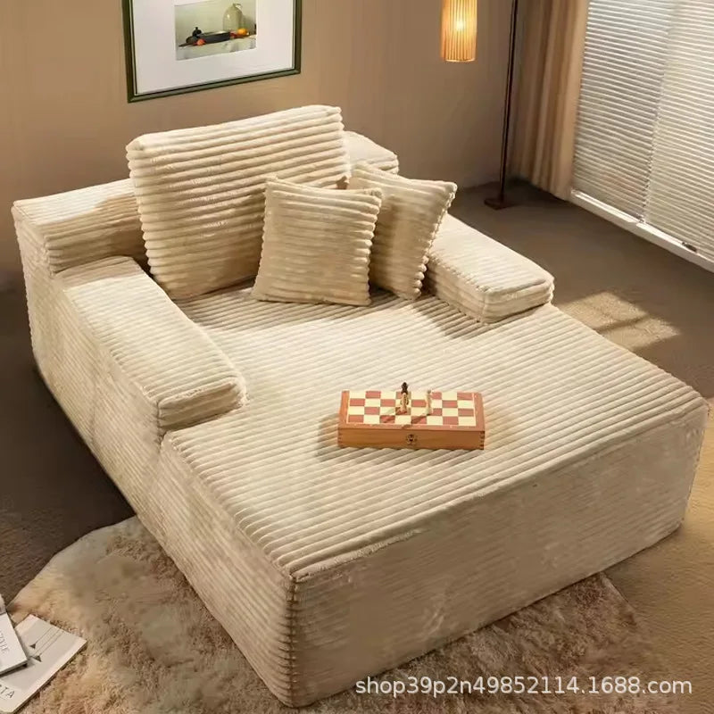 SofaVacuum Compression Sofa Living Room Villa Bedroom Cinema Lounge Chair Fabric Big Stripe Lazy Sofa Bed