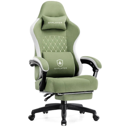 Office Chair, Gaming Computer Desk Fabric Chair with Footrest, High Back Ergonomic Office Chair with Pocket Spring Lumbar Suppor