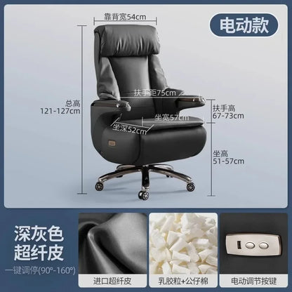 Senior Leather Office Chairs Ergonomic Comfortable Adjust Recliner Office Chairs Mobile Luxurious Furniture Silla Oficina LXOC