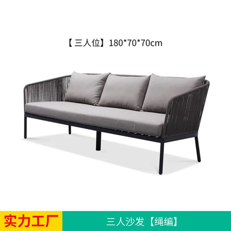 Outdoor Nordic Garden Sofas Hotel Balcony Combination Modern Garden Sofas Terrace Metal Furniture Divano Di Giardino MHHYSF
