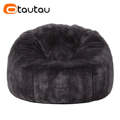 OTAUTAU Fluffy Faux Bunnyf Fur Bean Bag Cover Corner Pouf Cover DD003【No Filler Inside! You Need To Buy Filler By Yourself !】