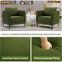 Modern Upholstered Sofa Chair, Velvet Accent Chairs Set of 2, Comfy Armchair with Thick Cushion & Metal Legs, Customized