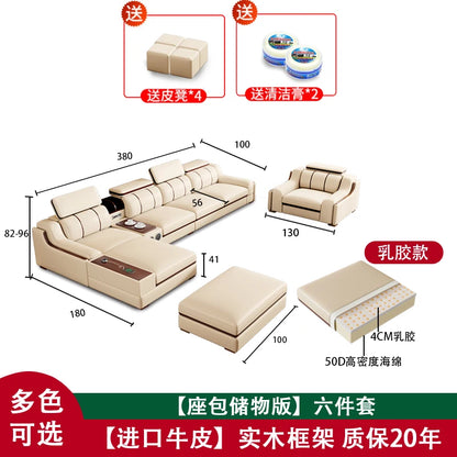 Interior Leather Design Living Room Sofa Storage Quality Comfortable Romantic Soft Leisure Multifunctional Sillon Cama Furniture